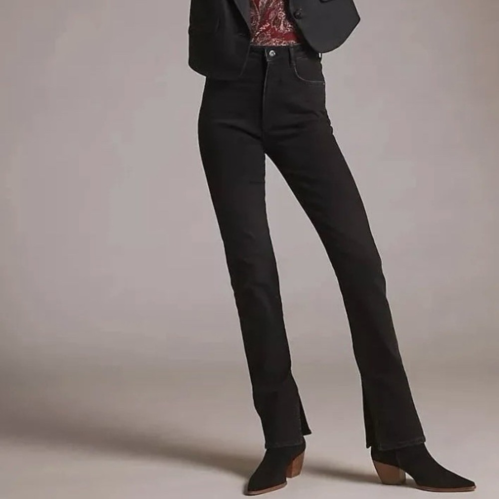 Anthropologie Pilcro‎ The Split Straight High-Rise Jeans Black 28 Minimalist